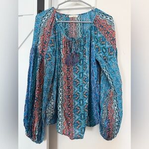 Lovestitch Vibrant Blue and Coral Blouse